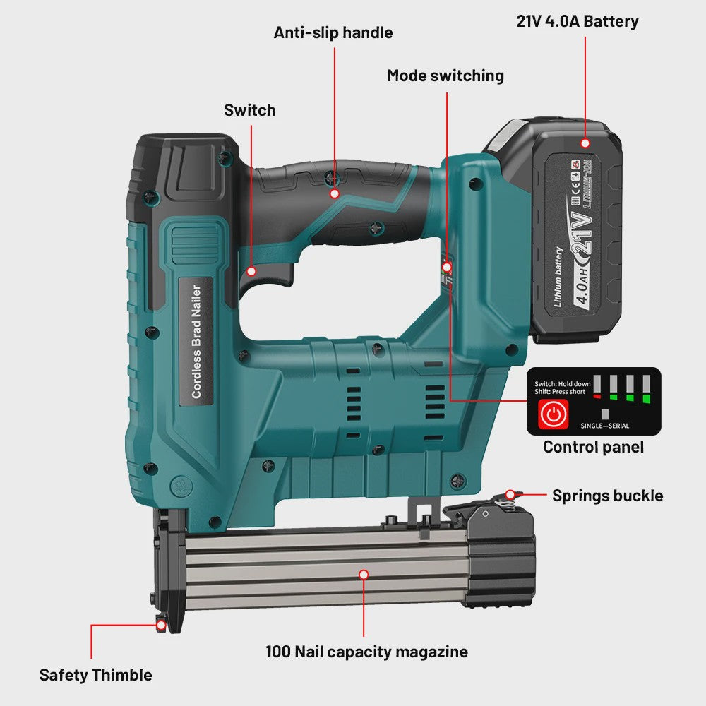 YEARTOP 2-in-1 Accu Tack- en Nagelpistool - Brushless Motor, Krachtig, Makita 18V Compatibel
