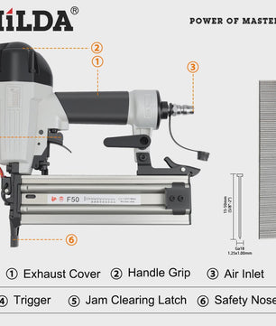 HILDA F50 Pneumatische Tacker & Nietmachine - 2-in-1 voor Meubels en Stoffering