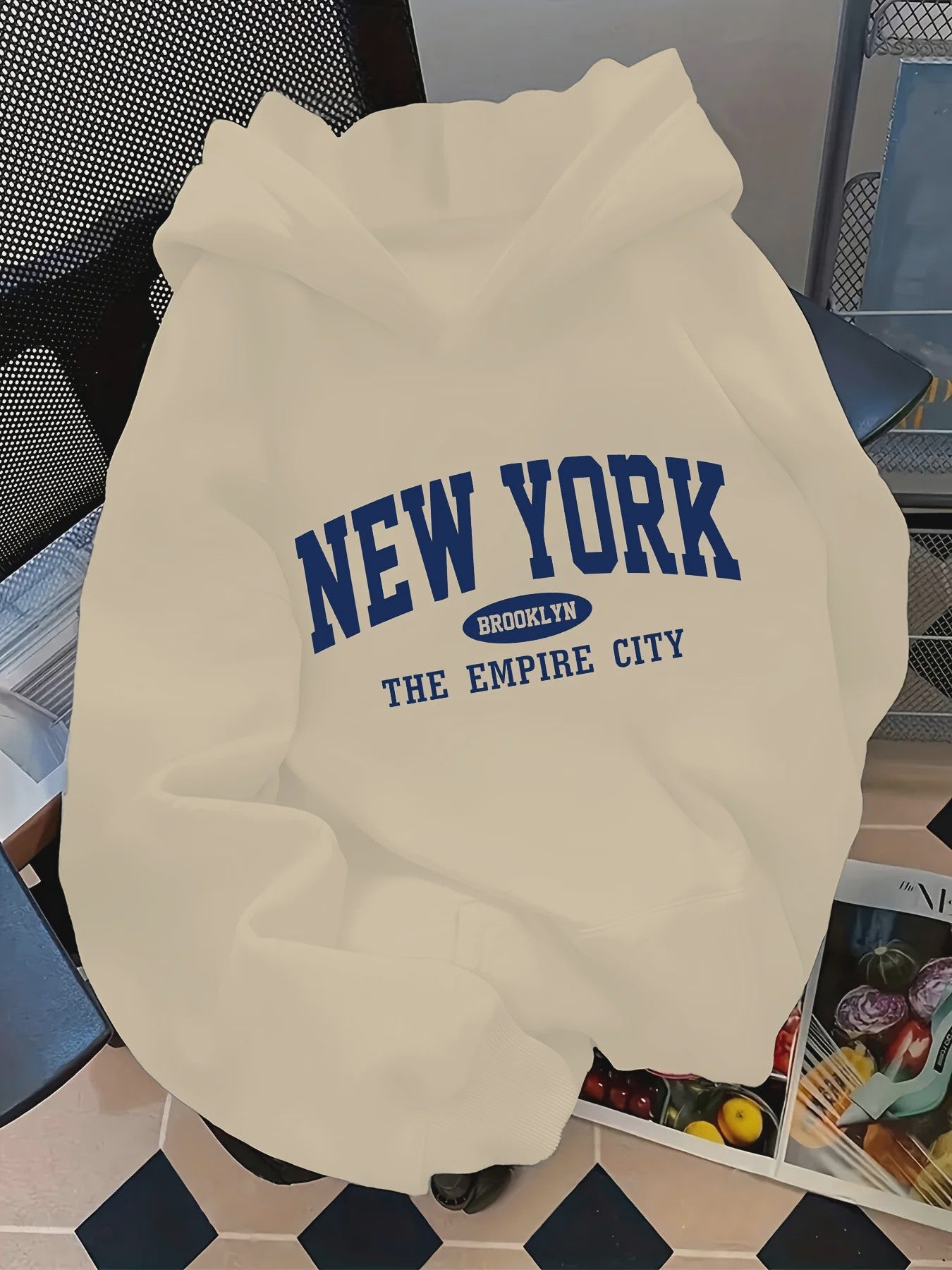 Dames Casual Hoodie met Letterprint - Comfortabele Pullover met Kangoeroezakken