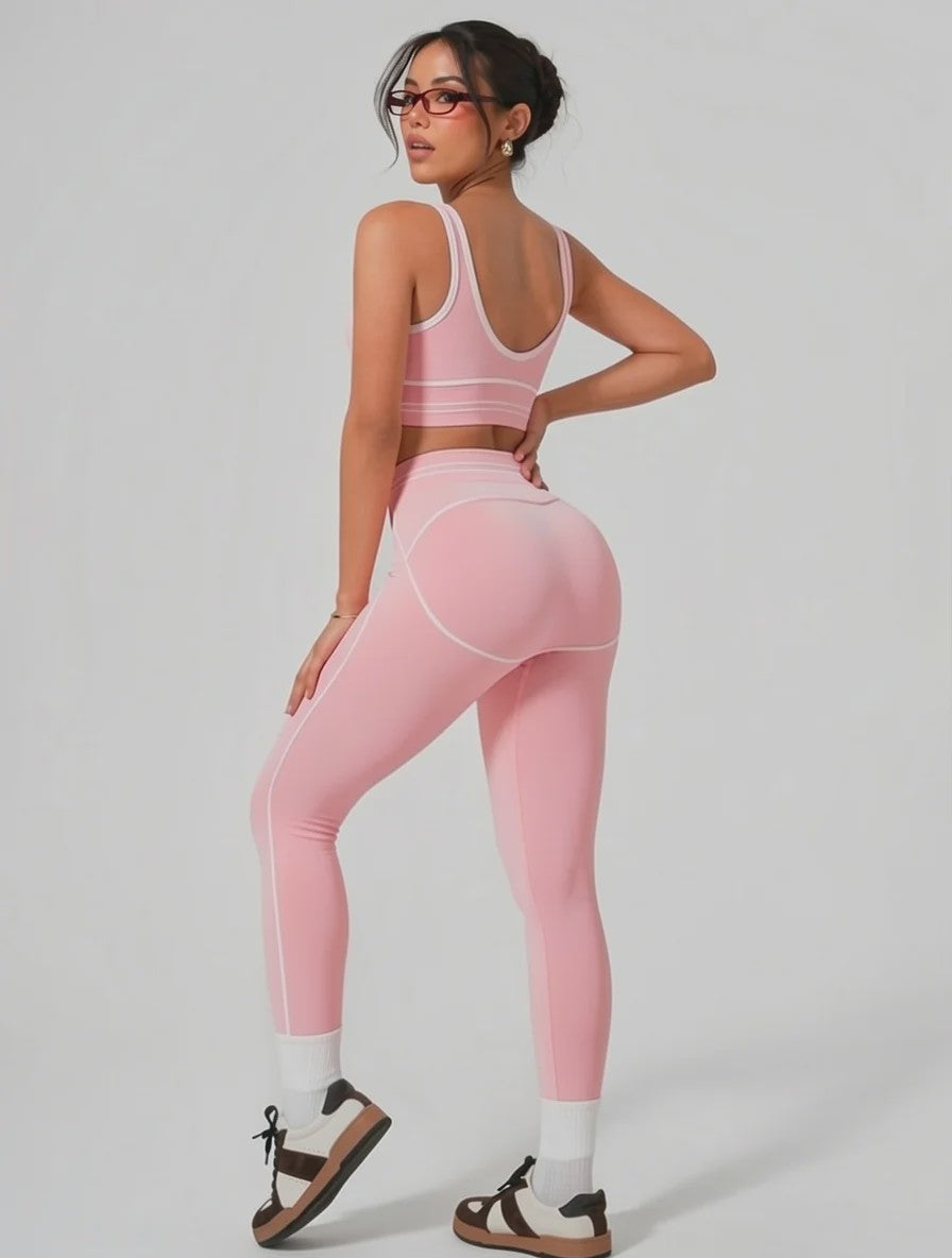 Dames Yoga Set: Seamless Crop Top & Hoge Taille Legging - 2-delig Sportpak
