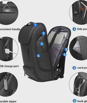BANGE Smart Business Rugzak met USB-poort - Waterdicht, Geschikt voor 15.6" Laptop