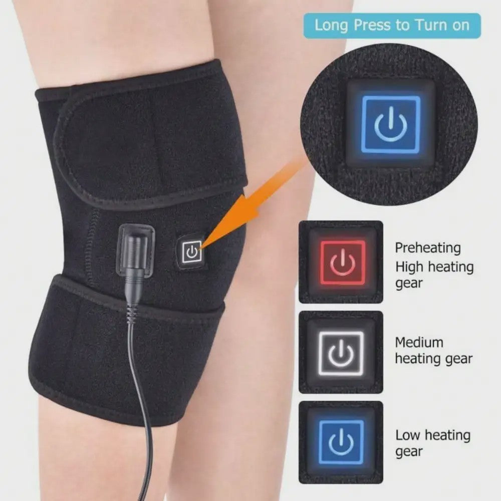 Verwarmde Kniebrace met USB - Verstelbare Warmte voor Pijnverlichting en Comfort