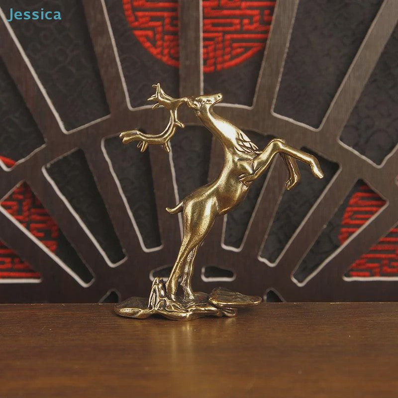 Abstract Messing Hertenbeeld - Vintage Rendier Sculptuur voor Thuis & Kantoor