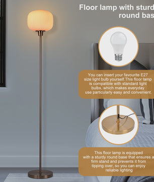 Moderne Staande Lamp met Bolvormige Glazen Kap - Sfeervolle Decoratie voor Elke Ruimte