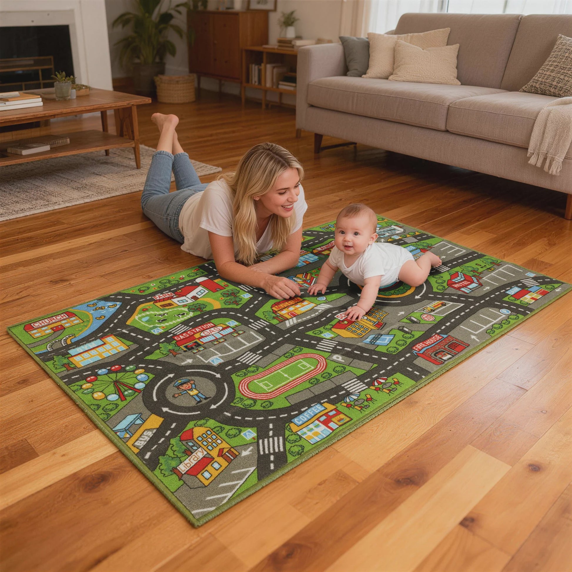 Educatief Kinderkleed Stad met Wegen - Antislip Speelkleed voor Urenlang Plezier