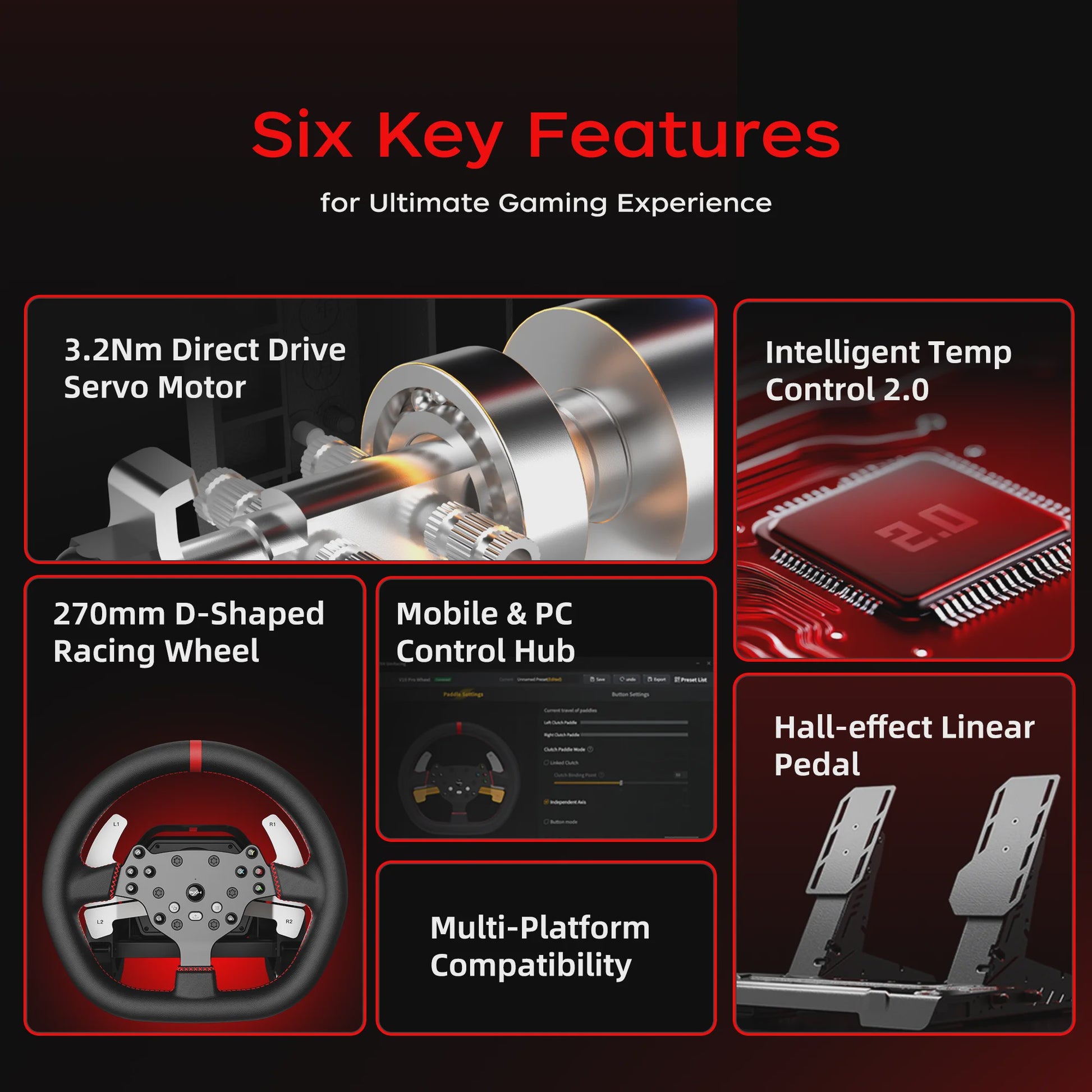 PXN V10 Ultra Direct Drive Racing Wheel Kit met 3.2Nm Force Feedback en Hall Effect Pedalen voor PC/PS4/Xbox