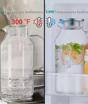 HeY LiLac Glazen Waterkan 1.8L met Deksel - Stijlvol en Praktisch