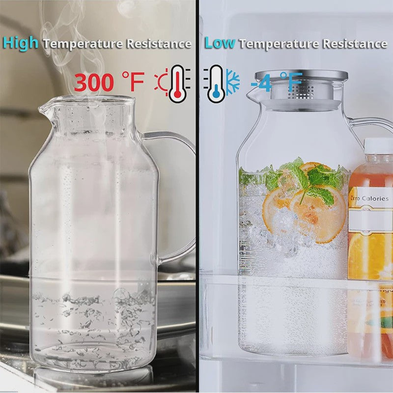 HeY LiLac Glazen Waterkan 1.8L met Deksel - Stijlvol en Praktisch