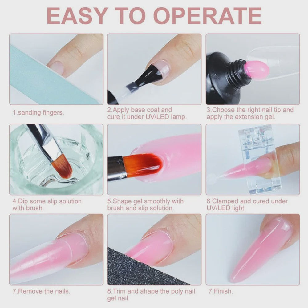 Complete Gel Nagellak Set met UV Lamp en Elektrische Vijl - Poly Nail Gel Kit