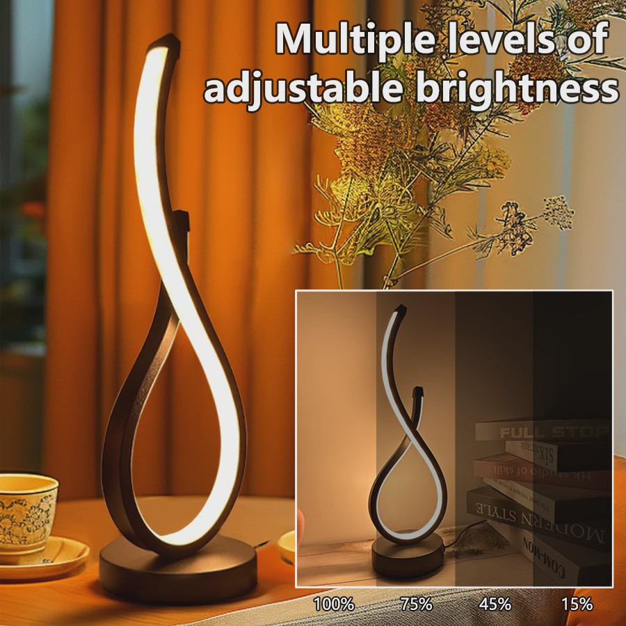 Moderne LED Tafellamp Spiraal - Dimbare Nachtlamp met Kleurtemperatuur & Helderheidsregeling