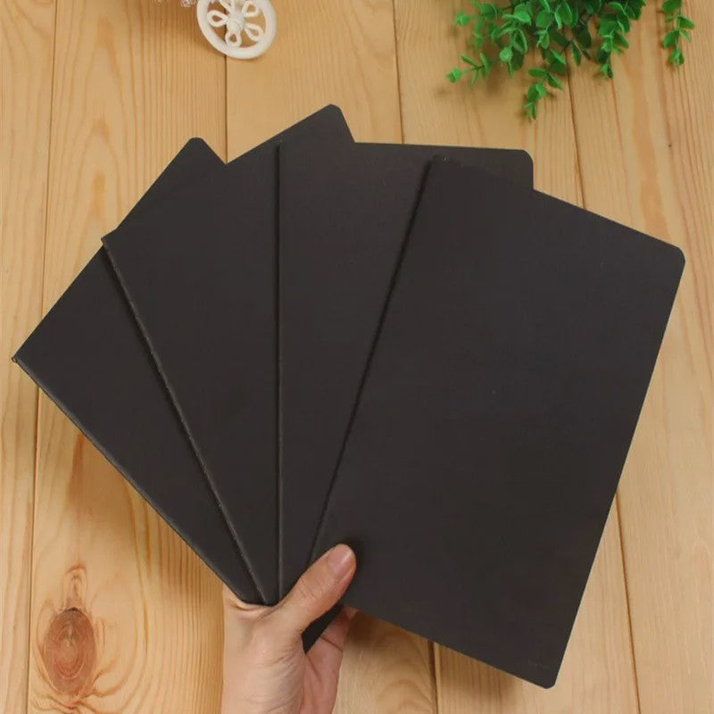 A6 Retro Notitieboek - Blanco Papier voor Tekenen, Schetsen en Schrijven - Zwart