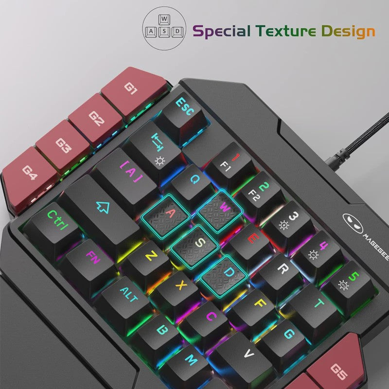 MageGee Mini Mechanisch Gaming Toetsenbord - 35 Toetsen, Eén Hand, Backlit, Hot-Swappable