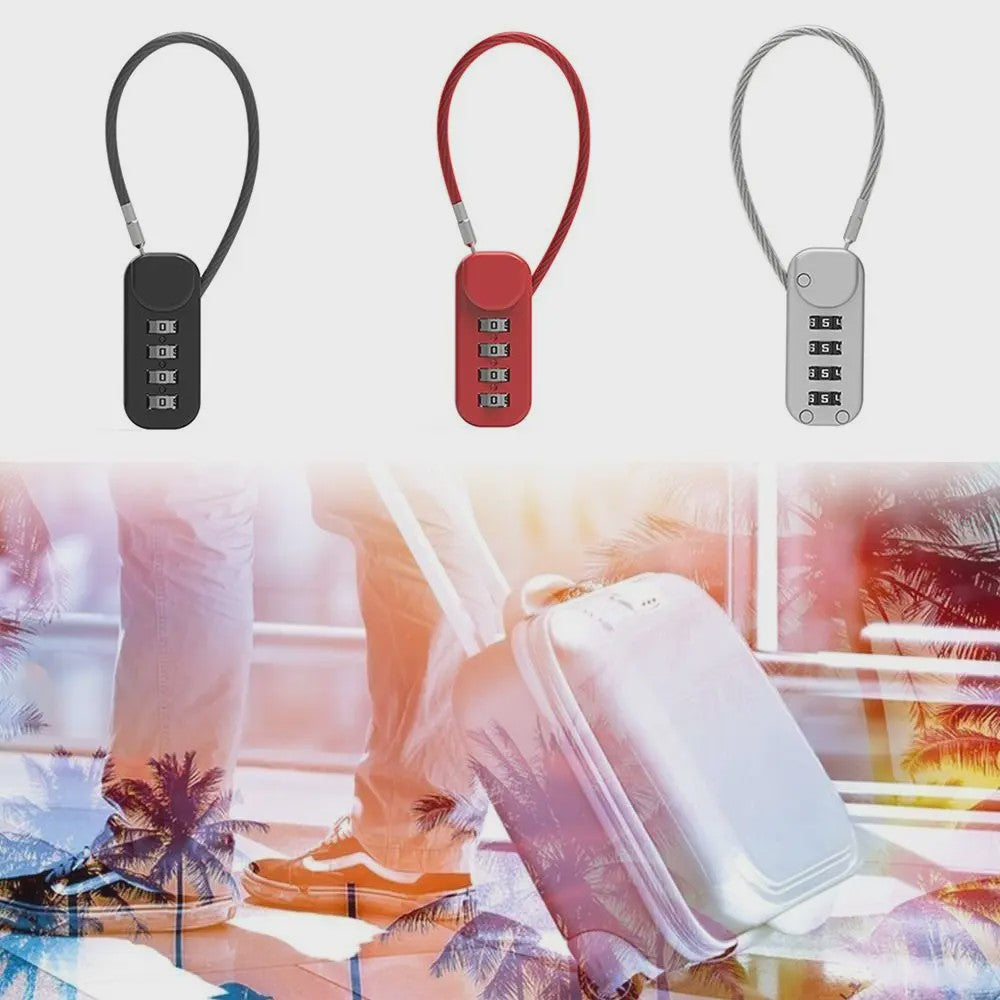 4-Cijferig Zinklegering Combinatieslot met Staalkabel - Anti-diefstal Hangslot voor Rugzak, Bagage & Reizen