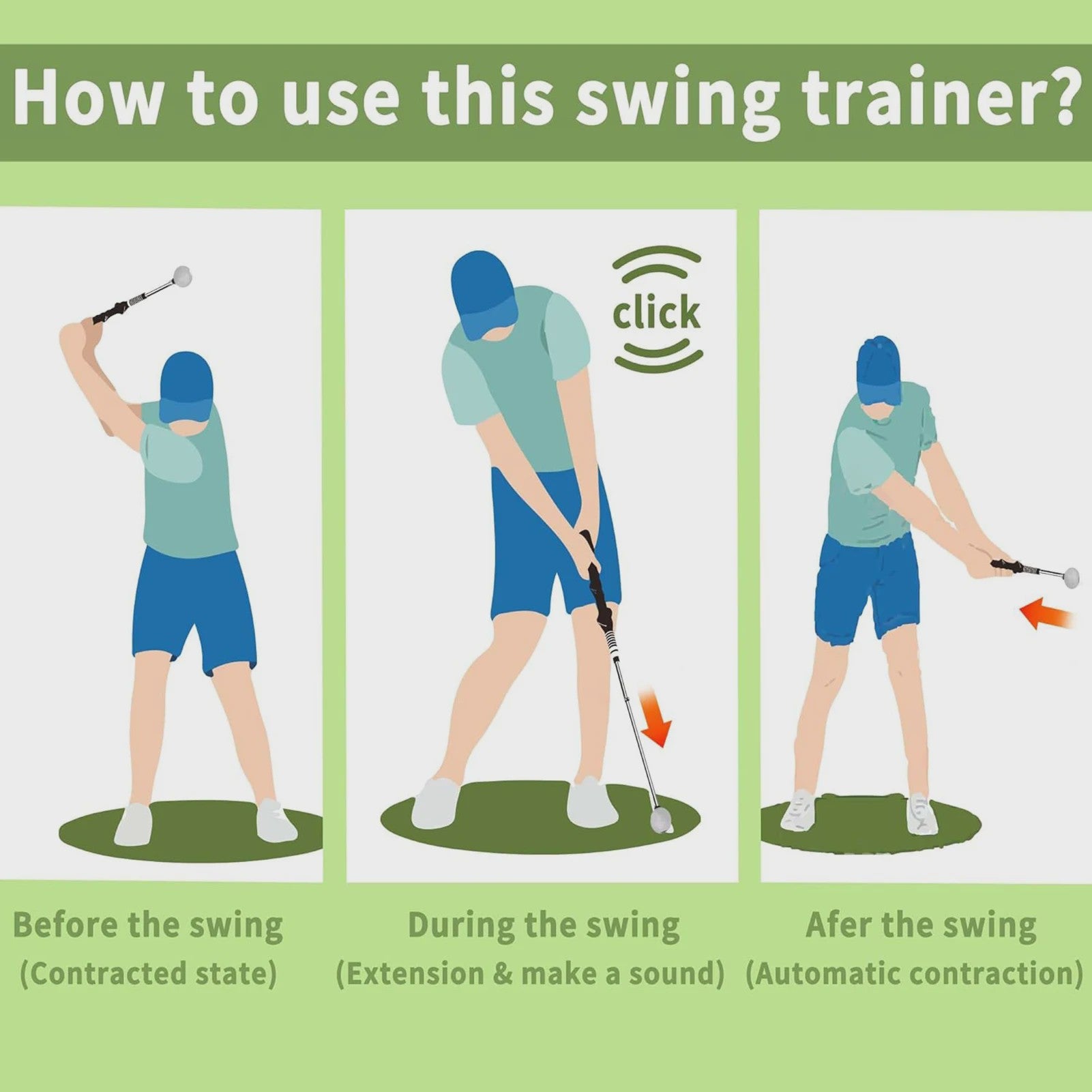 Intrekbare Golf Swing Trainer met Klik Feedback - Verbeter uw Slag