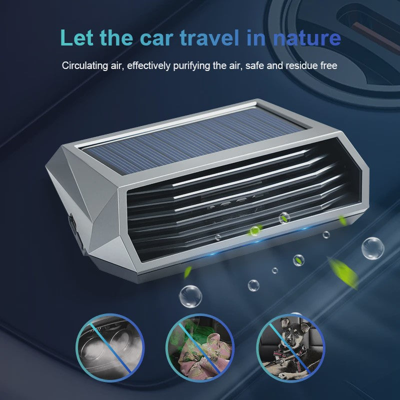 Zonne-energie Auto Luchtzuiveraar met Vibratiesensor - Automatische Werking