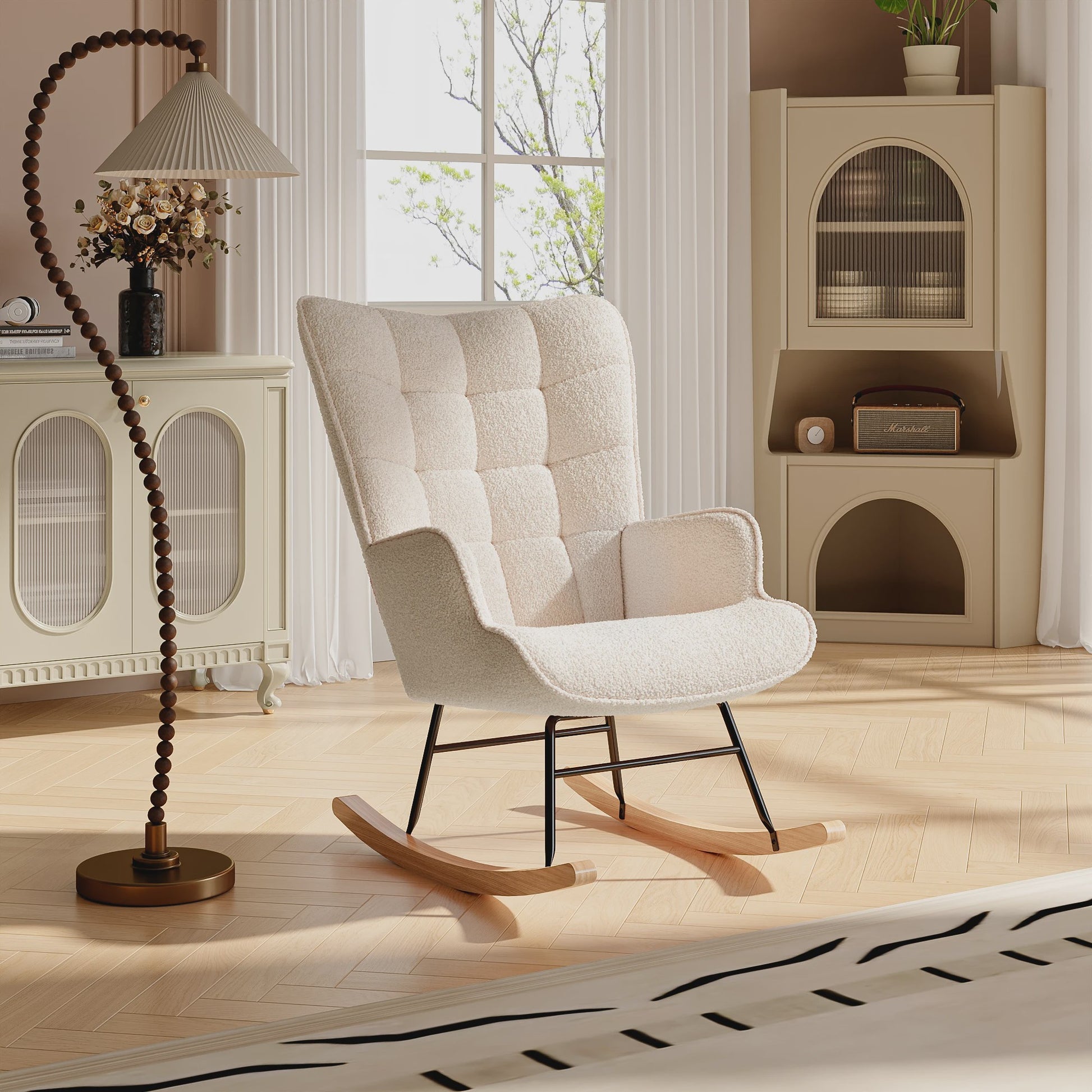 Comfortabele Teddy Velvet Schommelstoel - Perfect voor Babykamer & Ontspanning