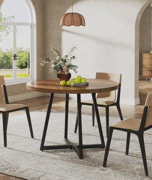 Ronde Eettafel 80cm voor 2-4 Personen - Industrieel Design met Metalen Onderstel