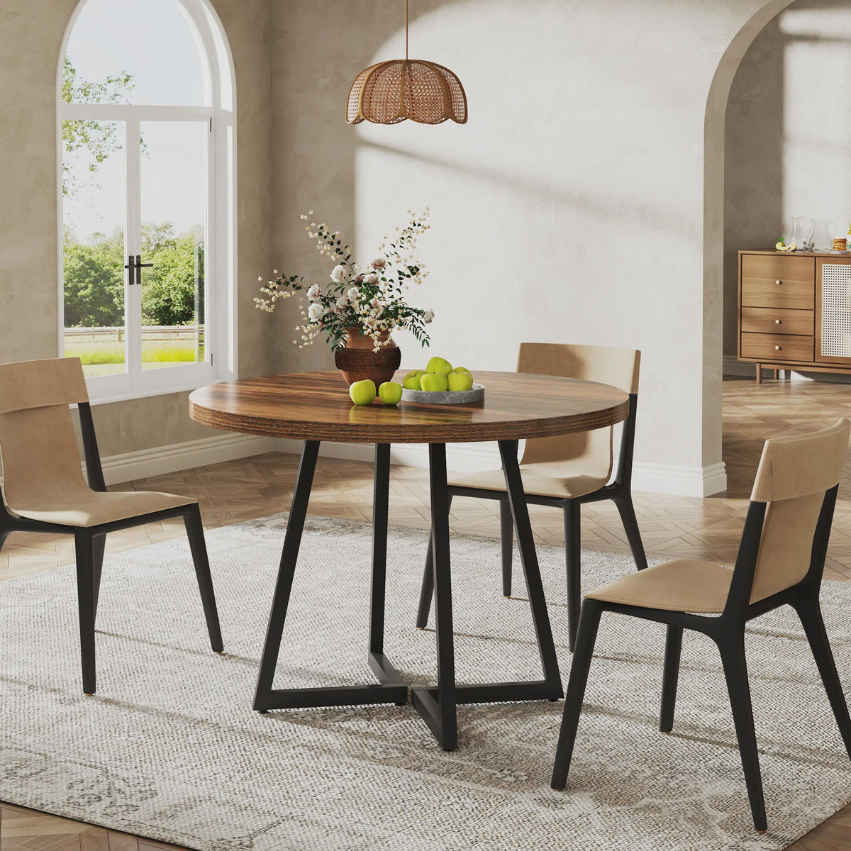 Ronde Eettafel 80cm voor 2-4 Personen - Industrieel Design met Metalen Onderstel