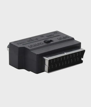 Scart naar 3x RCA & S-Video Adapter met In/Uit Schakelaar - Zwart