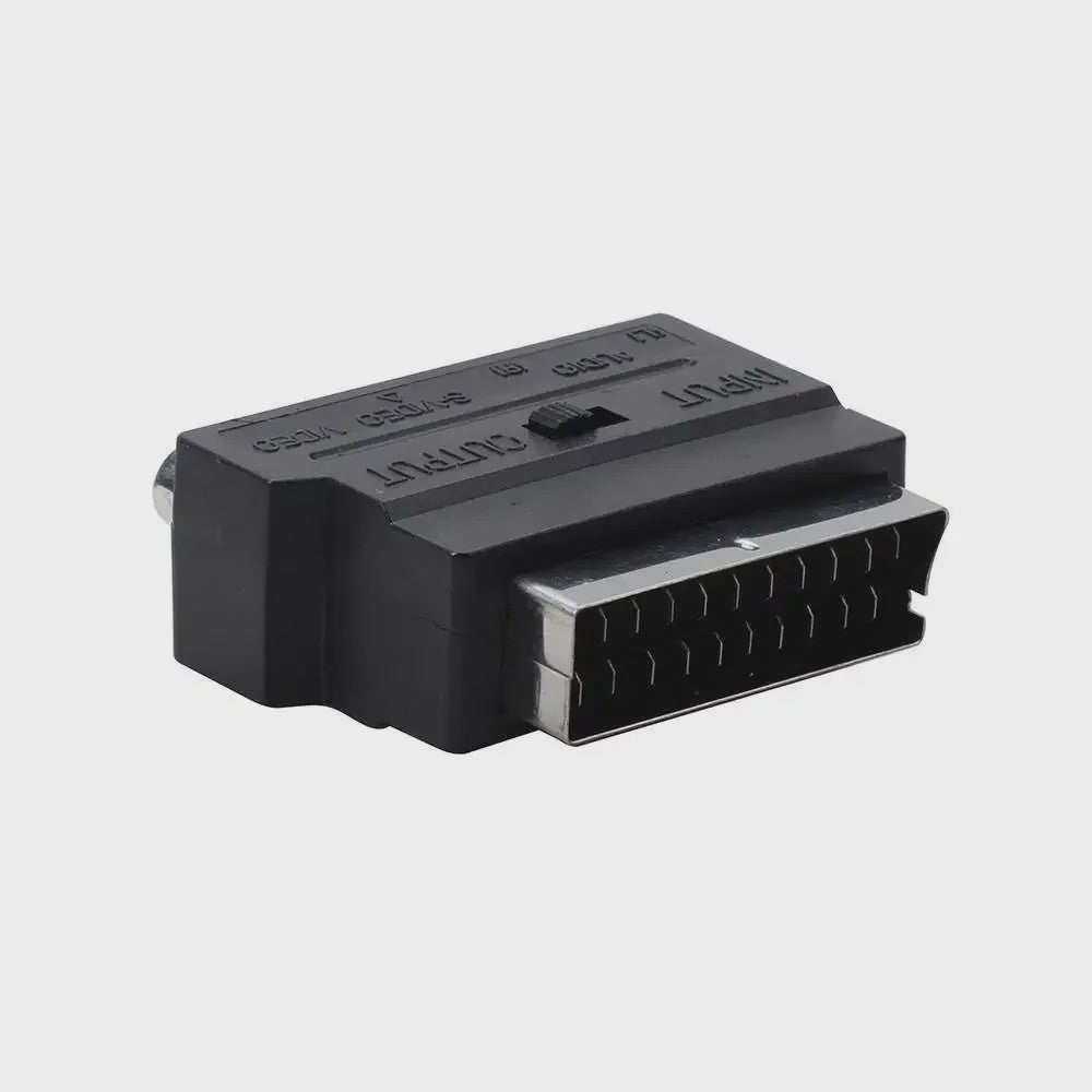 Scart naar 3x RCA & S-Video Adapter met In/Uit Schakelaar - Zwart