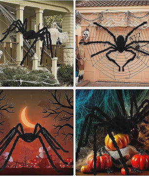 Enorme Zwarte Pluche Spin - Halloween Decoratie 30-200cm
