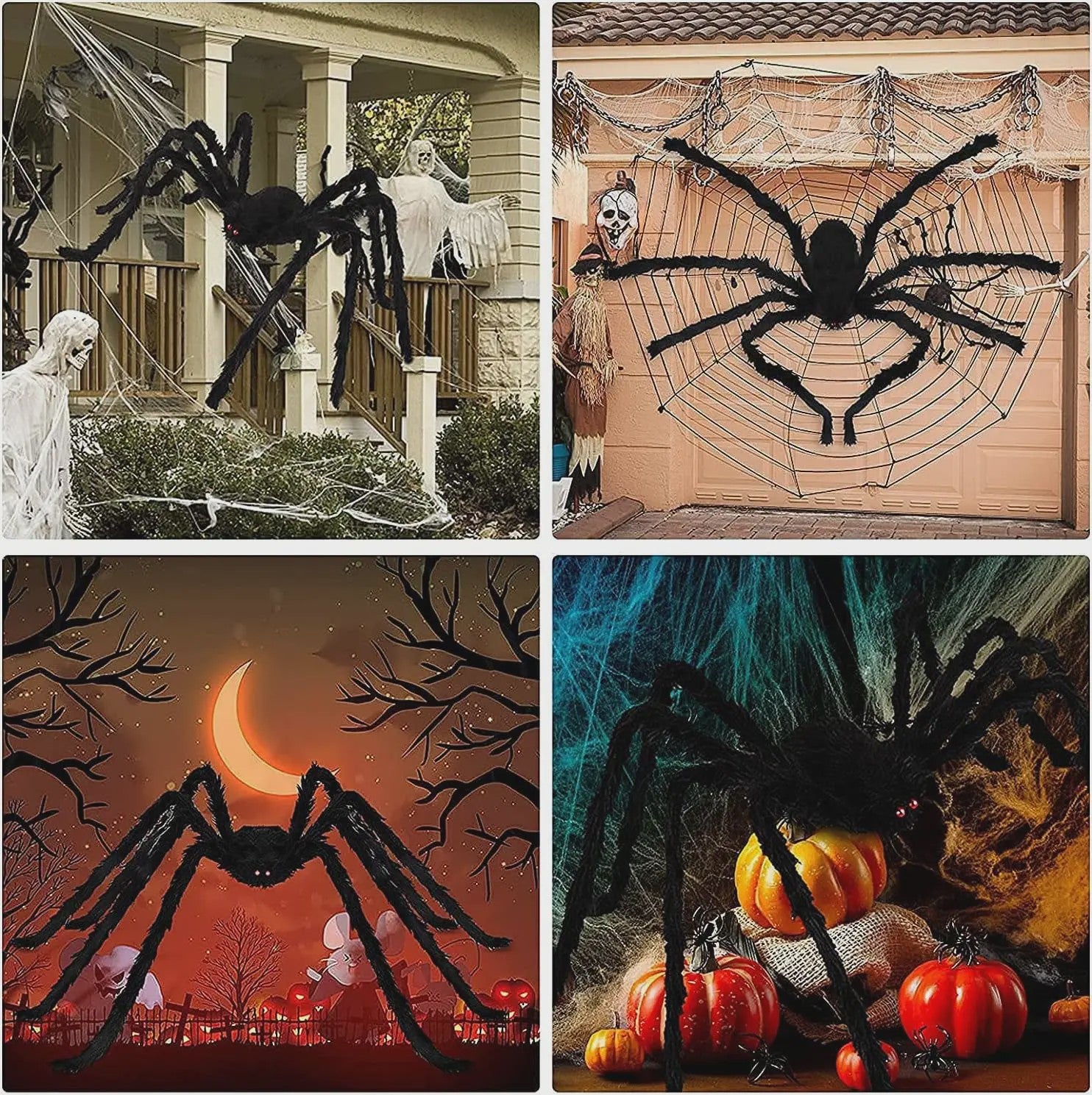 Enorme Zwarte Pluche Spin - Halloween Decoratie 30-200cm