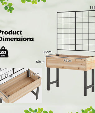 Verhoogd Houten Bed met Trellis - Bloembak voor Klimplanten en Bloemen