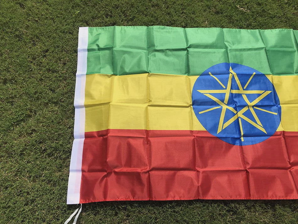 Ethiopië Vlag 90x150cm - Polyester Nationale Vlag voor Binnen en Buiten