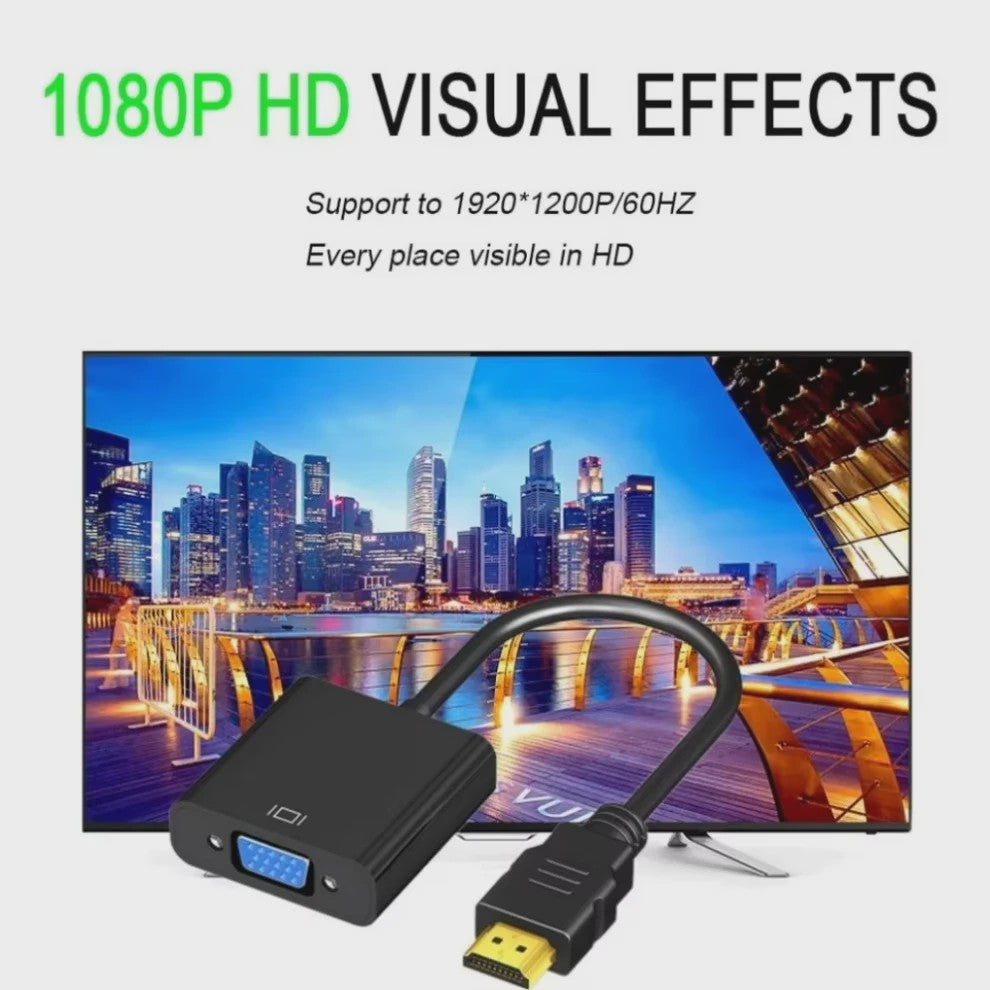 HDMI naar VGA Adapter Kabel 1080P Converter voor PC, Laptop, TV Box & Projector