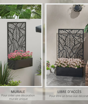 Outsunny Plantenbak met Decoratief Klimrek - Metalen Bloembak op Voet