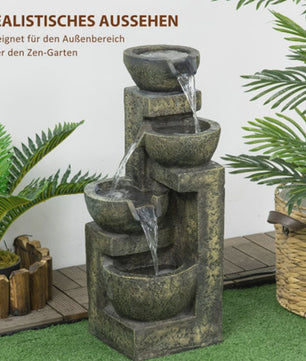 Tuinfontein met 4 Waterniveaus - Waterpartij & Waterval van Kunsthars