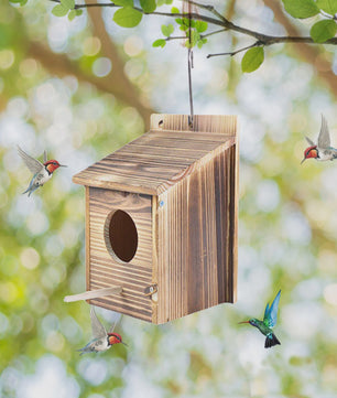 Houten Vogelhuisje Buiten - Weerbestendig Nestkastje voor Vogels & Papegaaien