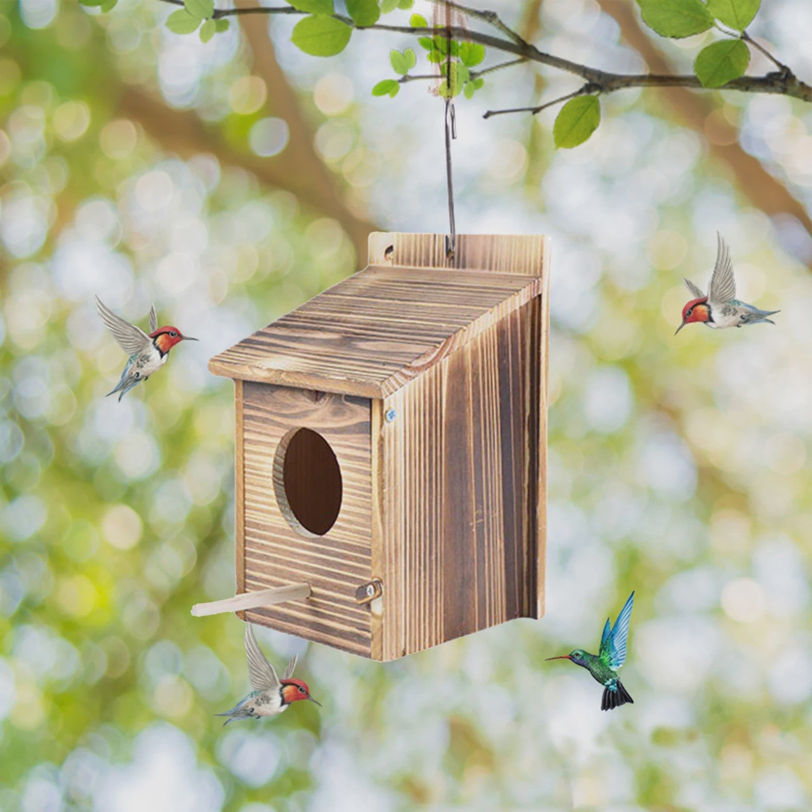 Houten Vogelhuisje Buiten - Weerbestendig Nestkastje voor Vogels & Papegaaien