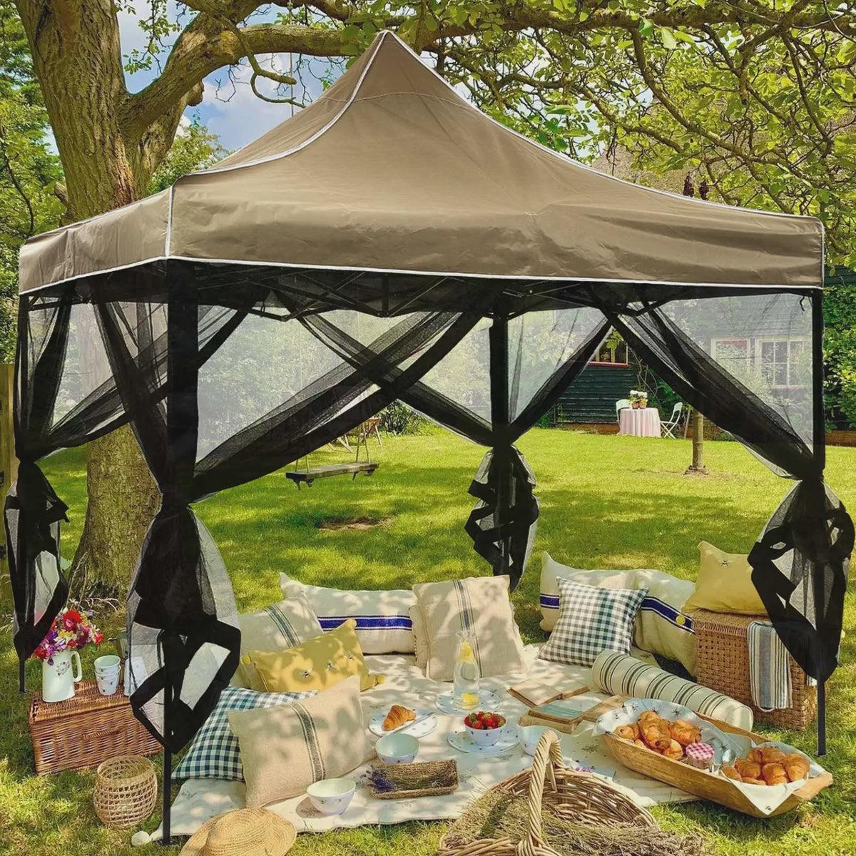 Universeel Gazebo Muskietennet - 4-Panels met Rits - Bescherming tegen Insecten
