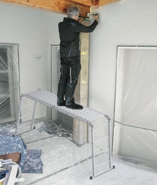 6-in-1 Aluminium Multifunctionele Ladder met Platform - Verstelbaar & Inklapbaar