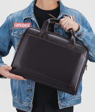 Luxe Leren Laptoptas Heren - Toplaags Koeienhuid Aktetas