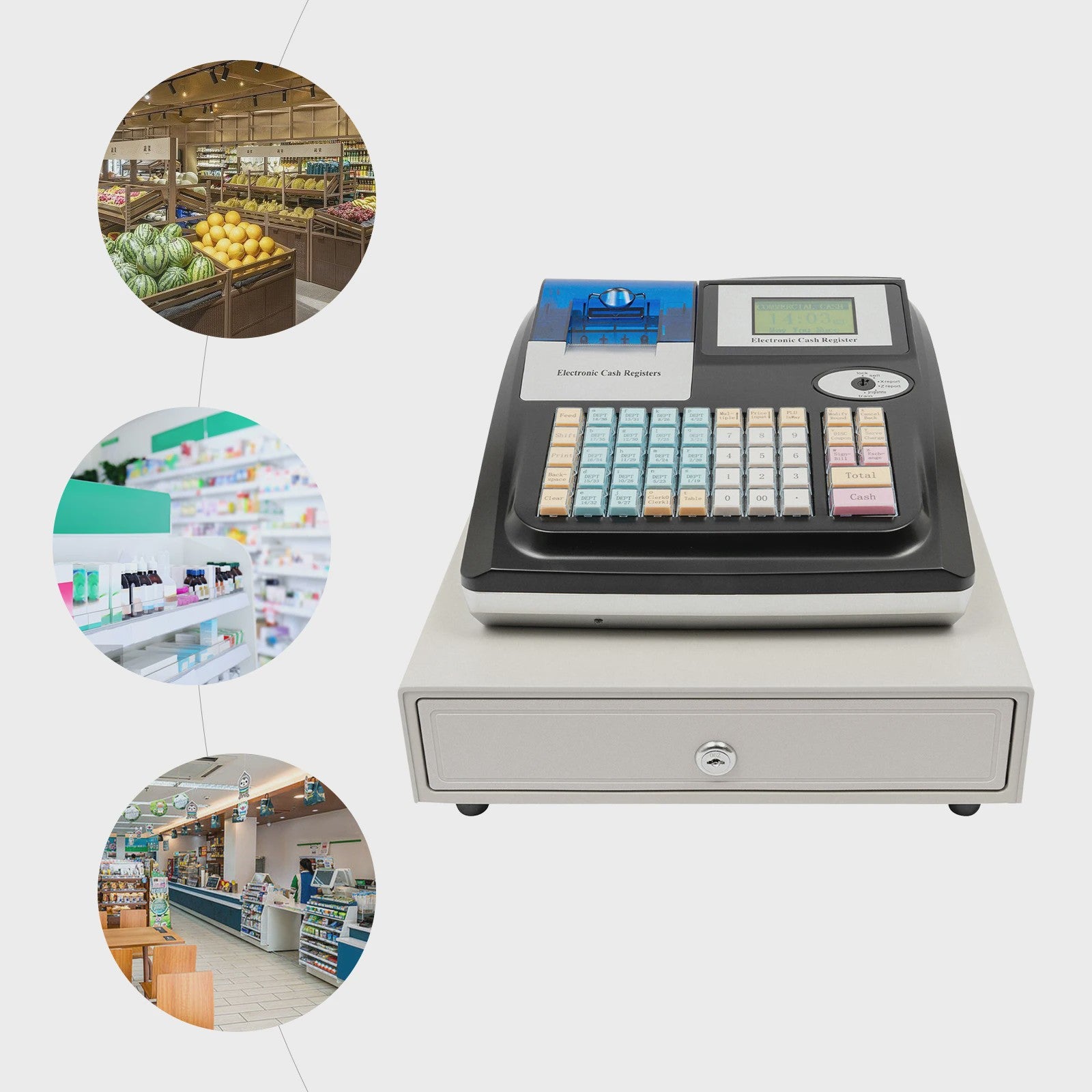 Elektronische Kassaregister met 48 Toetsen en LED Display - Ideaal voor Horeca & Winkels