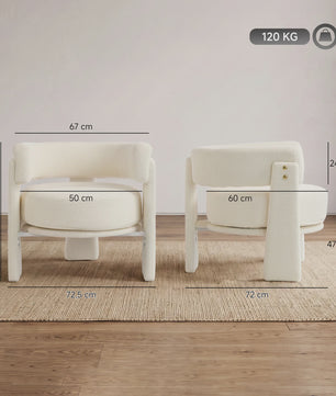 Crème Witte Fauteuil met Schapenvacht en Lendenkussen - Stijlvol Comfort