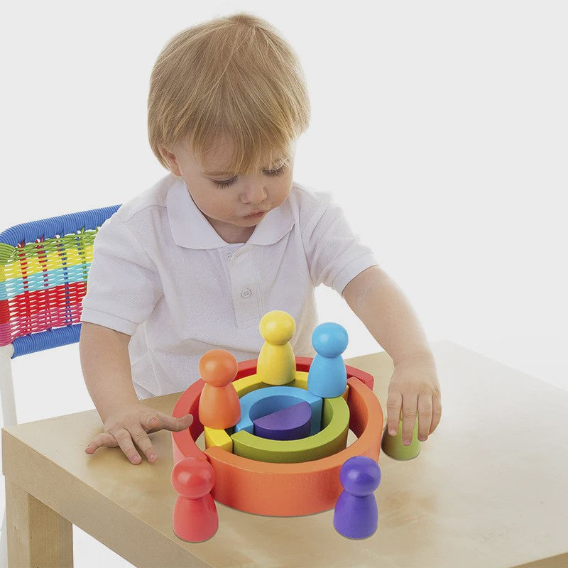 Houten Regenboog Stapel- en Balansspeelgoed - Montessori Educatief Speelgoed voor Kinderen