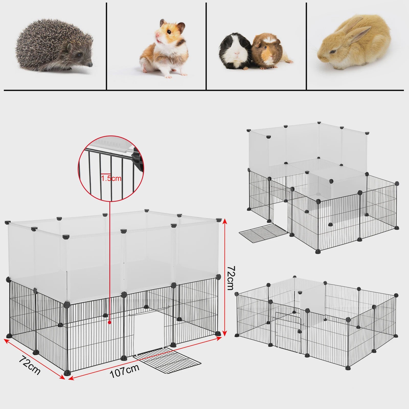 EUGAD Dierenren | Ruim Speelverblijf voor Konijnen, Katten, Puppies & Kleine Huisdieren | Buiten & Binnen Gebruik