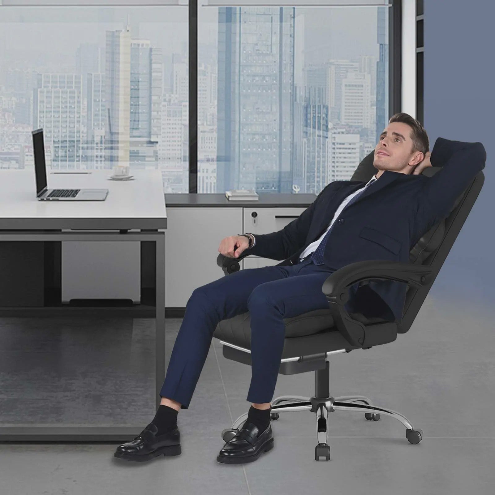Ergonomische Directiestoel met Voetensteun - PU Leer - Verstelbaar