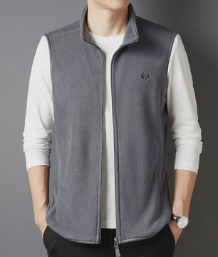 Herfst/Winter Fleece Vest Heren - Casual & Modieus met Geborduurd Detail