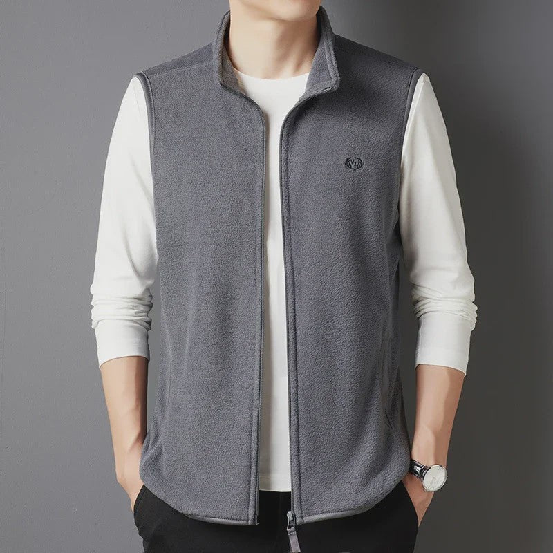 Herfst/Winter Fleece Vest Heren - Casual & Modieus met Geborduurd Detail