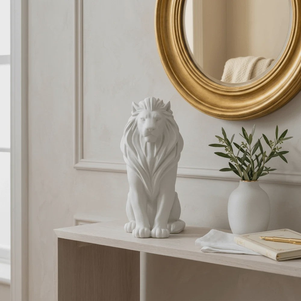 Luxe Leeuw Beeldje - 10cm - Scandinavische Stijl - Desktop Decoratie