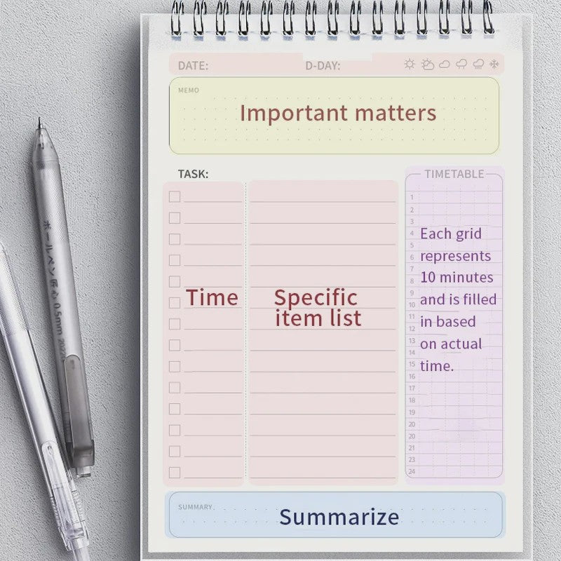 A5 Spiral Agenda & Planner - 160 Pagina's Dagelijkse Planning & To-Do Lijst