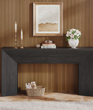 Extra Lange Zwarte Houten Console Tafel (160 cm) - Stijlvolle Entree & Woonkamer Tafel