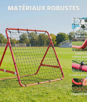 HOMCOM Trainingsrebounder Net - Verstelbare Hoek - 96x80x96 cm