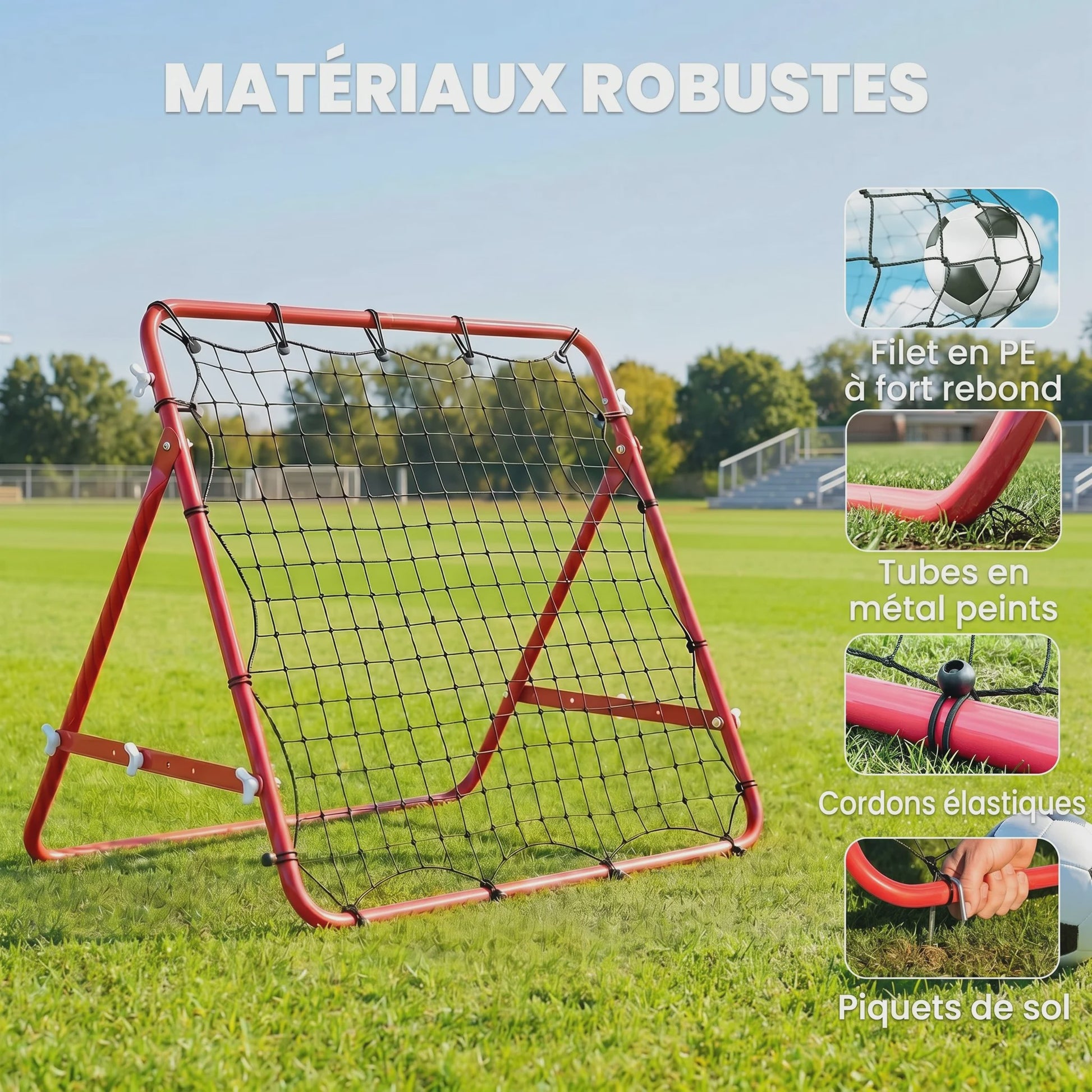 HOMCOM Trainingsrebounder Net - Verstelbare Hoek - 96x80x96 cm
