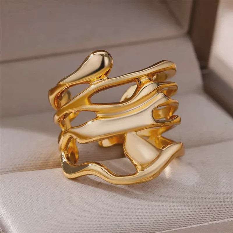 Luxe Gouden Ringen Set: Zirkonia & Boze Oog Design - Verstelbaar & Trendy