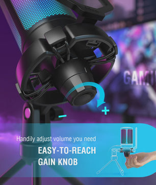 FIFINE A6V USB Microfoon voor Gaming & Streaming met RGB, Popfilter en Shock Mount